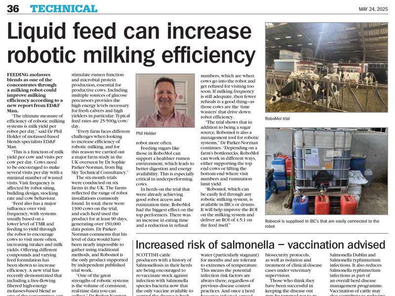 Printed preview of the article ED&F Man Scottish Farmer May 2025 Robomol